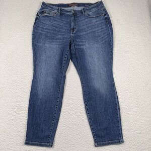 Judy Blue Boyfriend Fit Jeans Women's 20W Blue Stretchy Faded Whiskered Denim